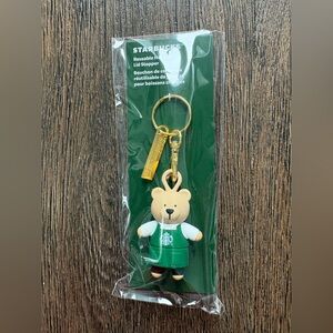 NWT Starbucks GREEN APRON Bearista Keychain Lid Stopper-2025